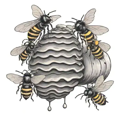 Whimsical Beehive And Bees