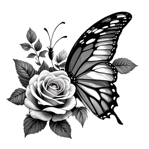 Roses A D Butterfly Flying