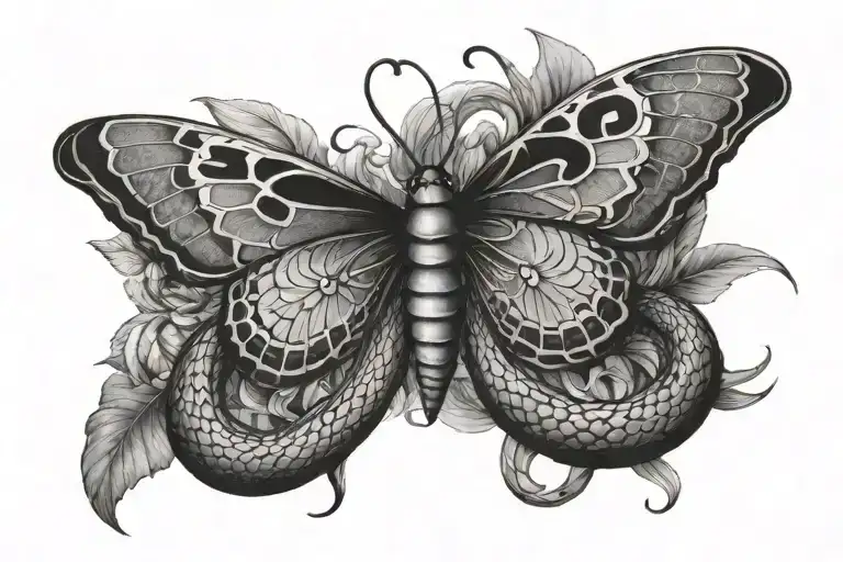 Snake And Butterfly Tattoo