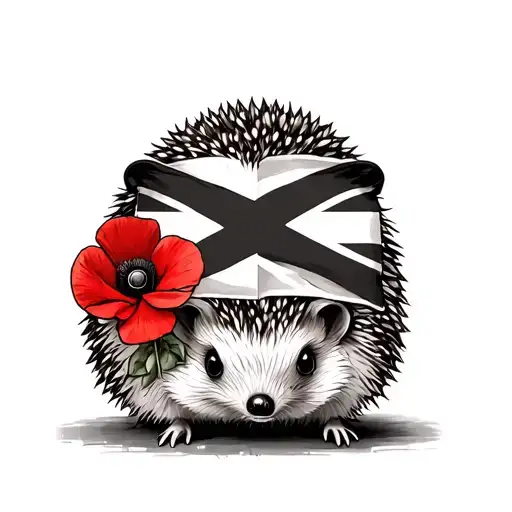 St George Flag Inside A Cute Hedgehog With Poppy