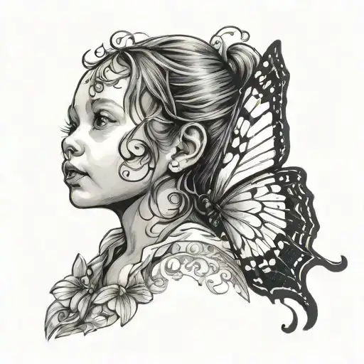 A Butterfly Embraces A Child With Its Wings Made