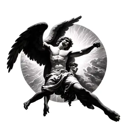 Michael Angel And Icarus Falling From The Sun