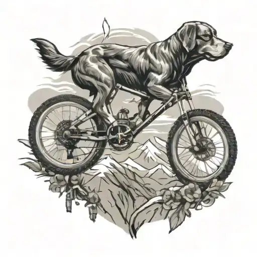 Trail Passion Mountain Dog Bike Racing Bike Tattoo
