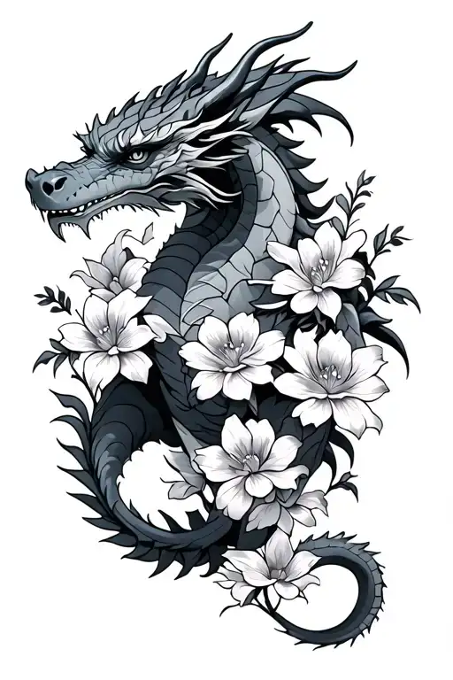 Dragon With Flowers