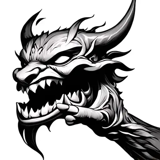 Oni Mask Biting Nails