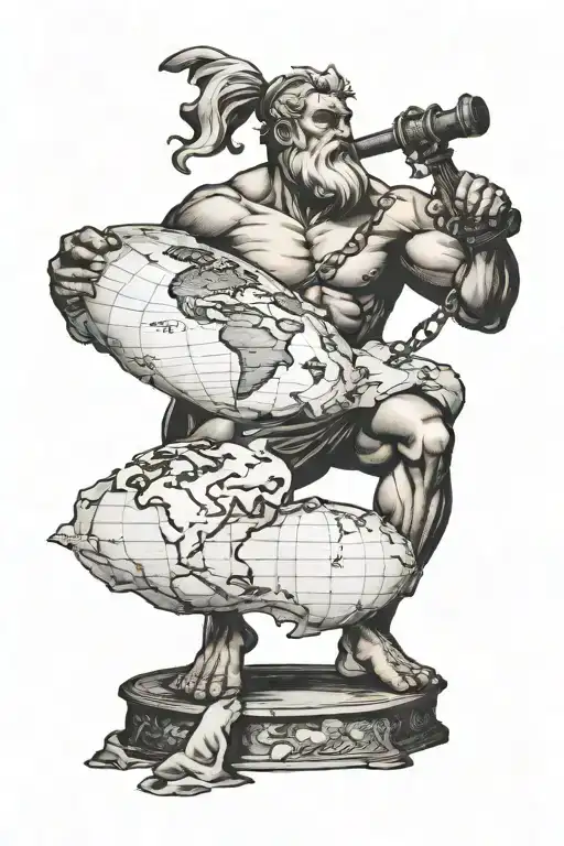 Atlas Carrying The World Map Symbolizing