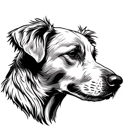 Golden Retriever Head Outline Fine Line