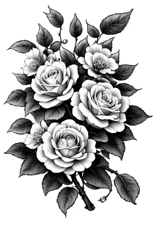 Cherry Blossom And Roses On A Vine