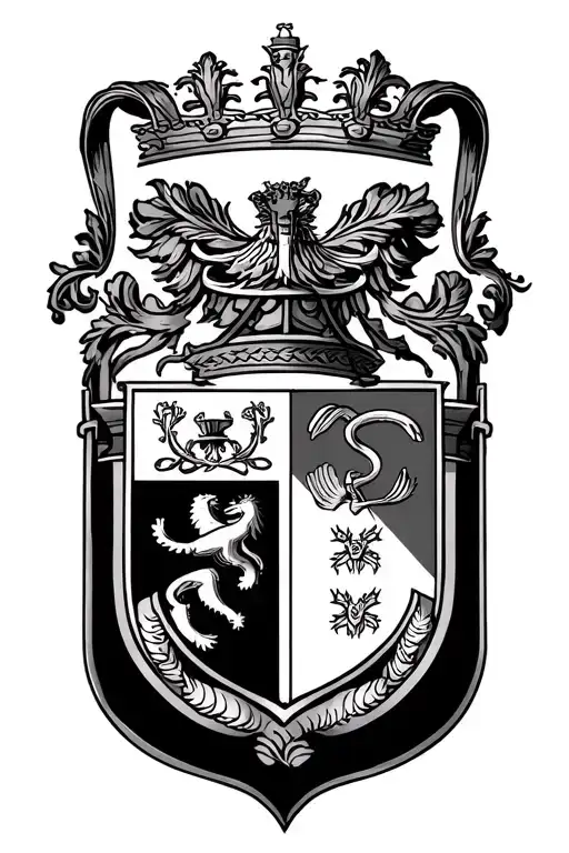 Forearm Tattoo Consisting Of Belgium Coat Of Arms With Symbols Meaning Family And Bravery