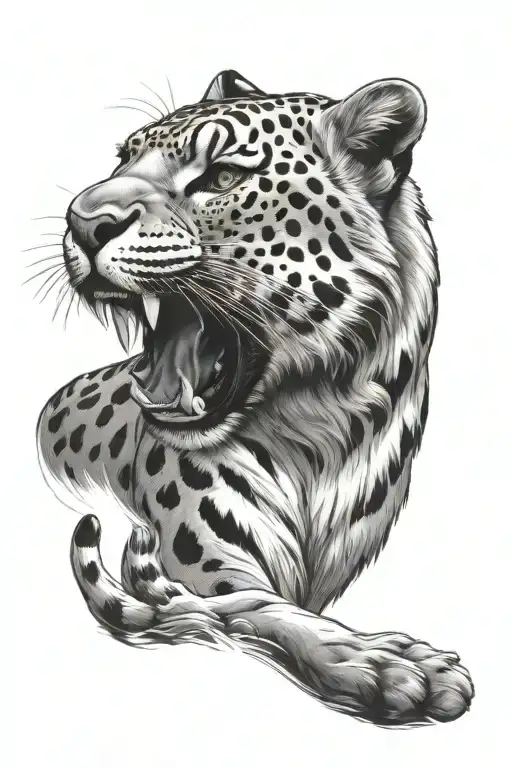 Grinning Snow Leopard Head