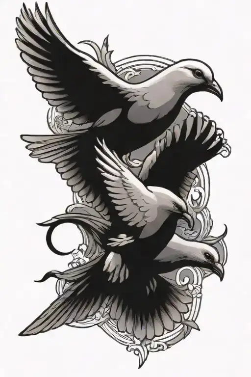 Number 3 With Doves Flying