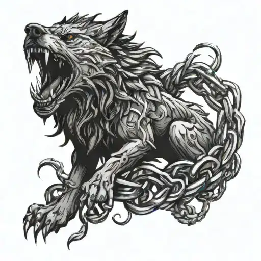 Fenrir And Chains Breaking And Bursting