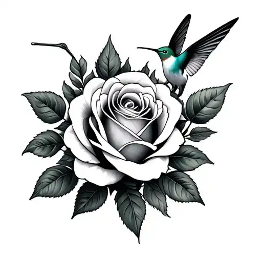 Rose And Hummingbird
