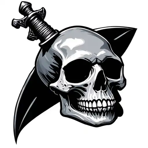 Simle Skull With Dagger Through Top