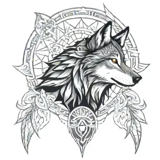 Wolf And Maori Tattoo