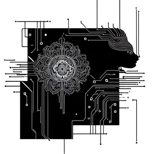 Cyberpunk Circuitry Patterns Integrated Zen Buddhism