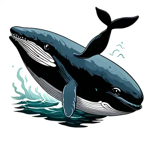 Simple Line Blue Whale