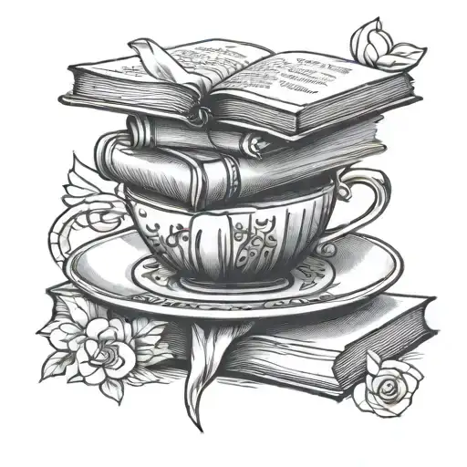 Stack Of Books With Tea Cup On Top