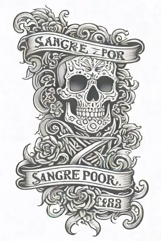 Sangre Por Sangre Inscription In Mexican Style