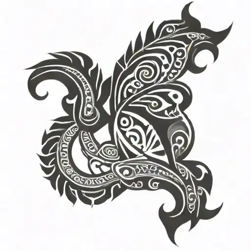 Tribal Separate Thick Patterns Symmetrical On Two Sides Of The Body