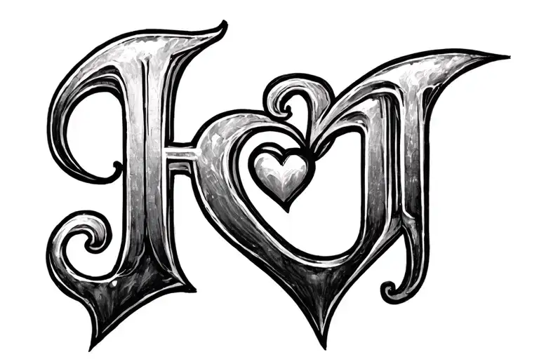 Letters H And J With Heart