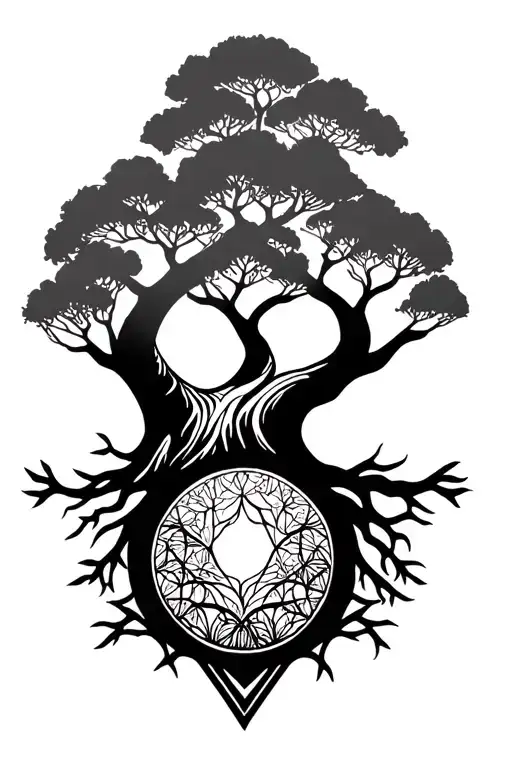 Tree Of Life Geometric Tattoo Design