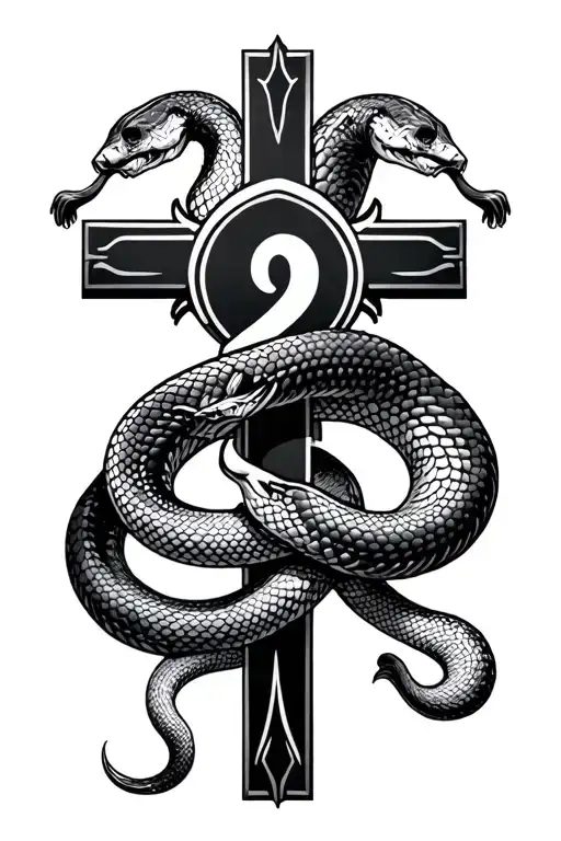 A Snake Wrapped Around A Cross With A Semicolon Incorporated