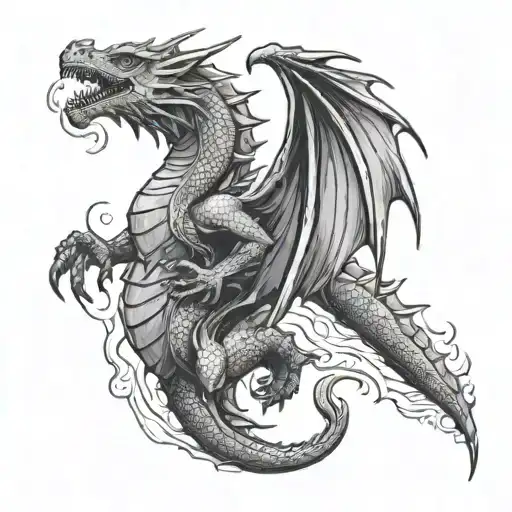 Little Dragons Flying And Shooting Fire Breathing Dragon