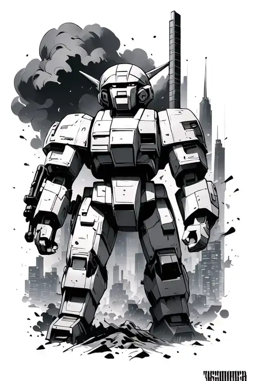 Zaku Destroying A City