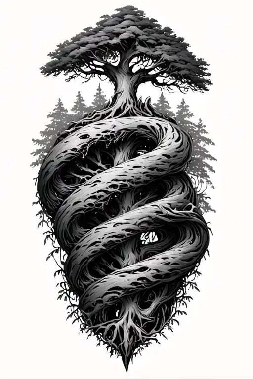 Double Helix With Tree Growing