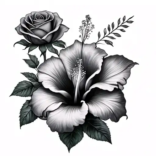 3 Roses Mayflowers Hibiscus