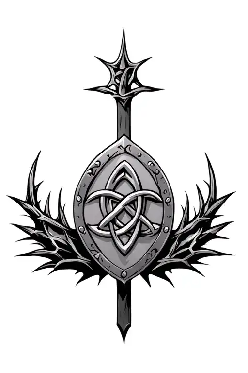 Celtic Shield Knot On A Shield With A Thorns