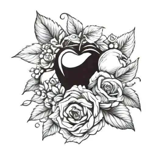 A Flower Boquet Including An Apple