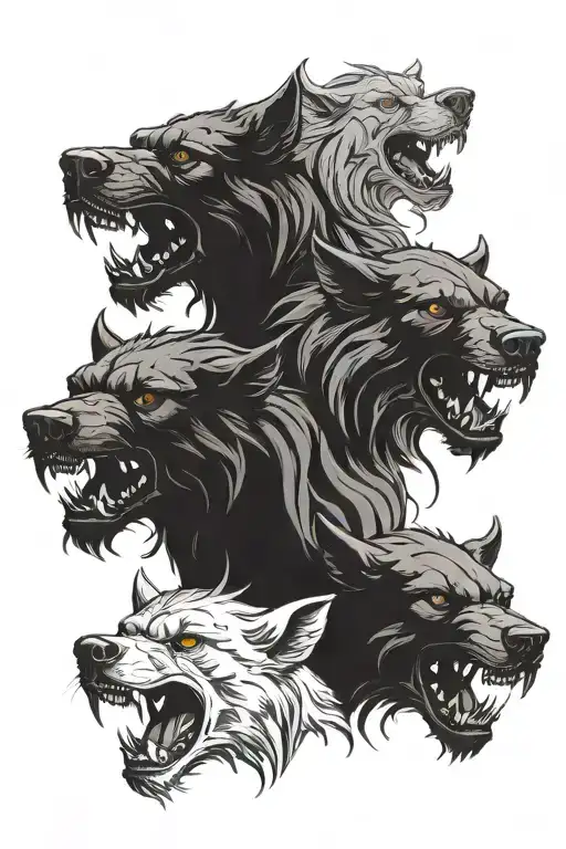 Cerberus Three Heads Different Faces
