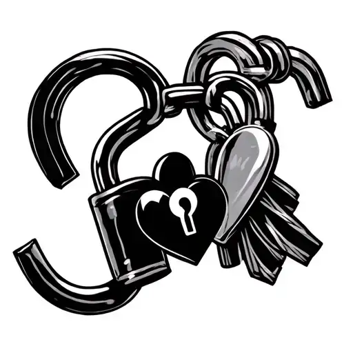 M And G Characters With Heart Shaped Lock