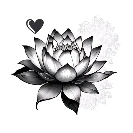 Lotus Flower And Flower And Hearts