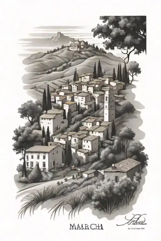 Realistic Marche Italy Landscape