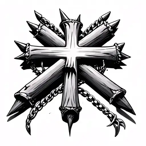 Cross Made Out Of 3 Nails With A Necklace Around It