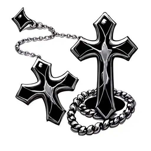 3 Nails Shaped Like A Cross With A Necklace Wrapped
