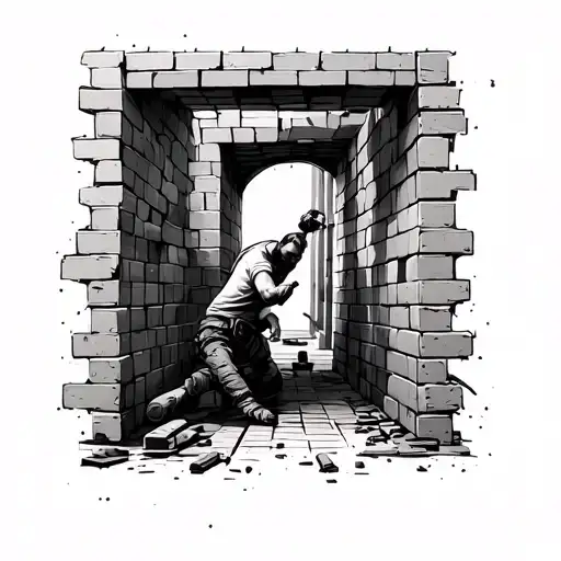 Block Wall Being Built