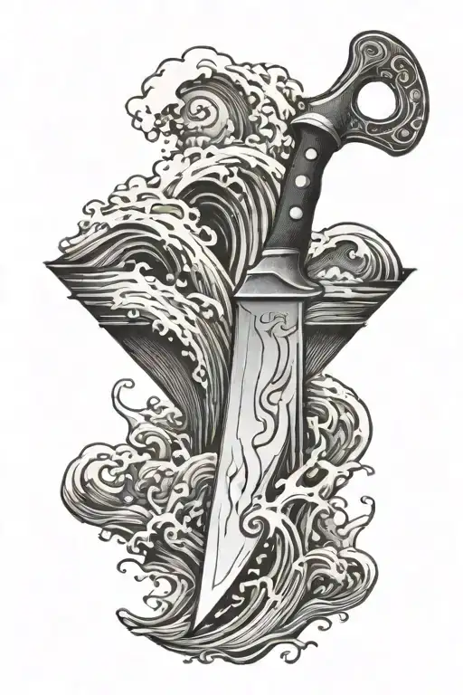 Knife And Waves Crashing In The Background