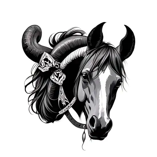 Horse With Aries Women Full Body Tattoo