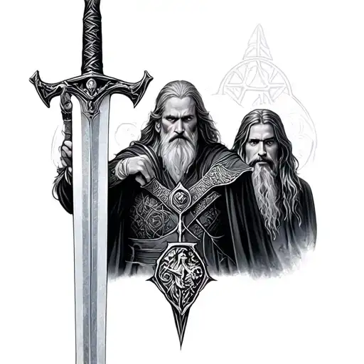 Lord Of The Rings With The Sword And The Main Characters