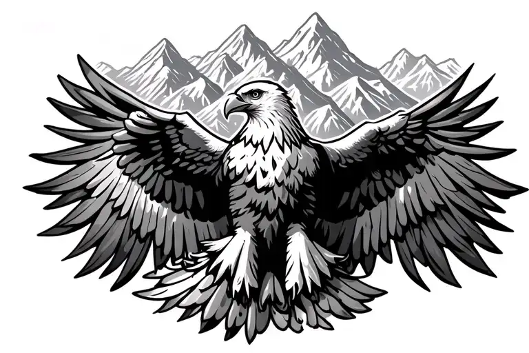 Austrian Eagle With Mountains