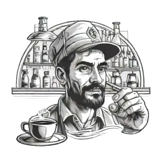 Design A Graphite-inspired Portrait Of A Barista Serving Coffee In A Traditional Tehran Cafe Setting