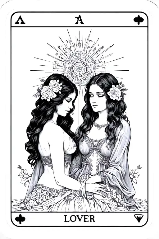 Lovers Tarot Card With Two Women