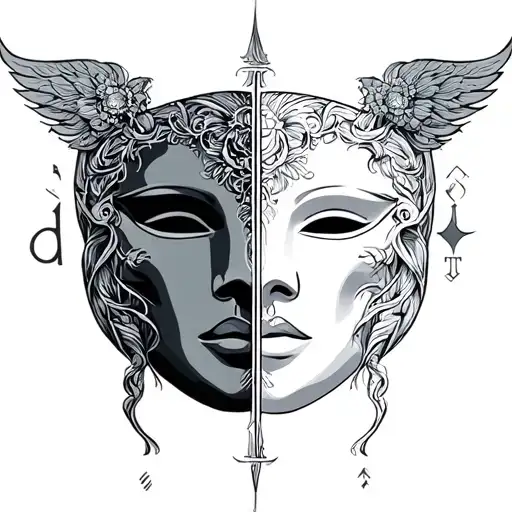 Gemini Zodiac Sign With Two Faced Mask