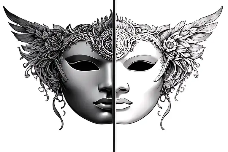 Gemini Zodiac Sign With Two Faced Mask