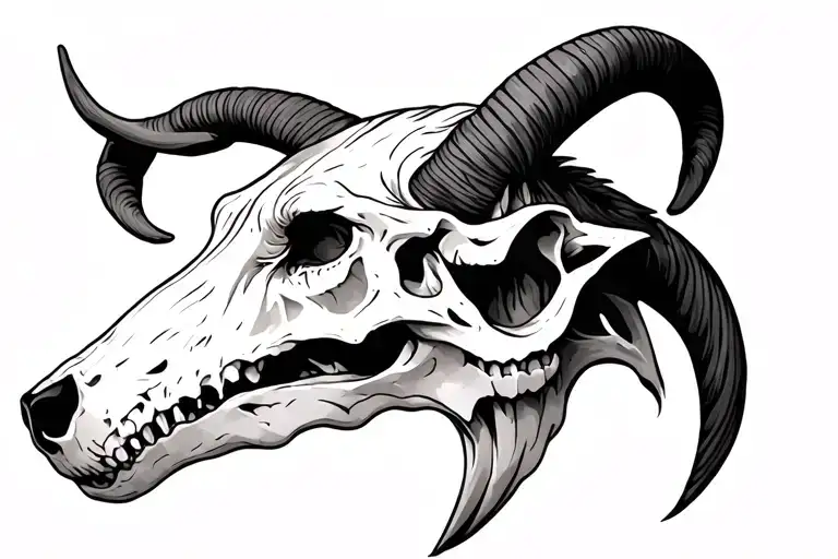 Wolf Goat Skull Tattoo