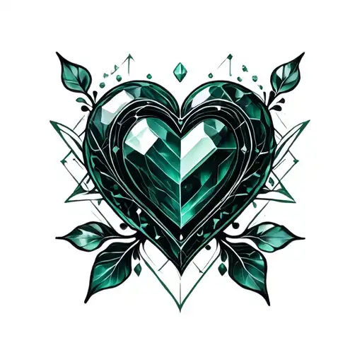 Jade Stone Heart Geometry Tattoo Design